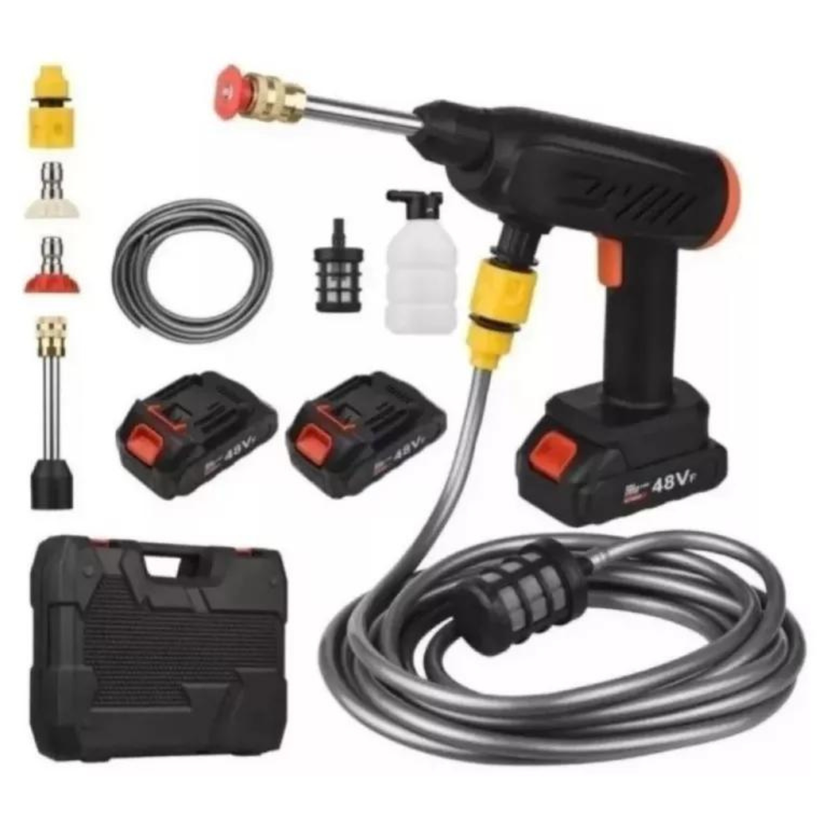 Hidrolavadora Portátil de Alta Presión 48v + 2 Baterias + Maletín Con Accesorios