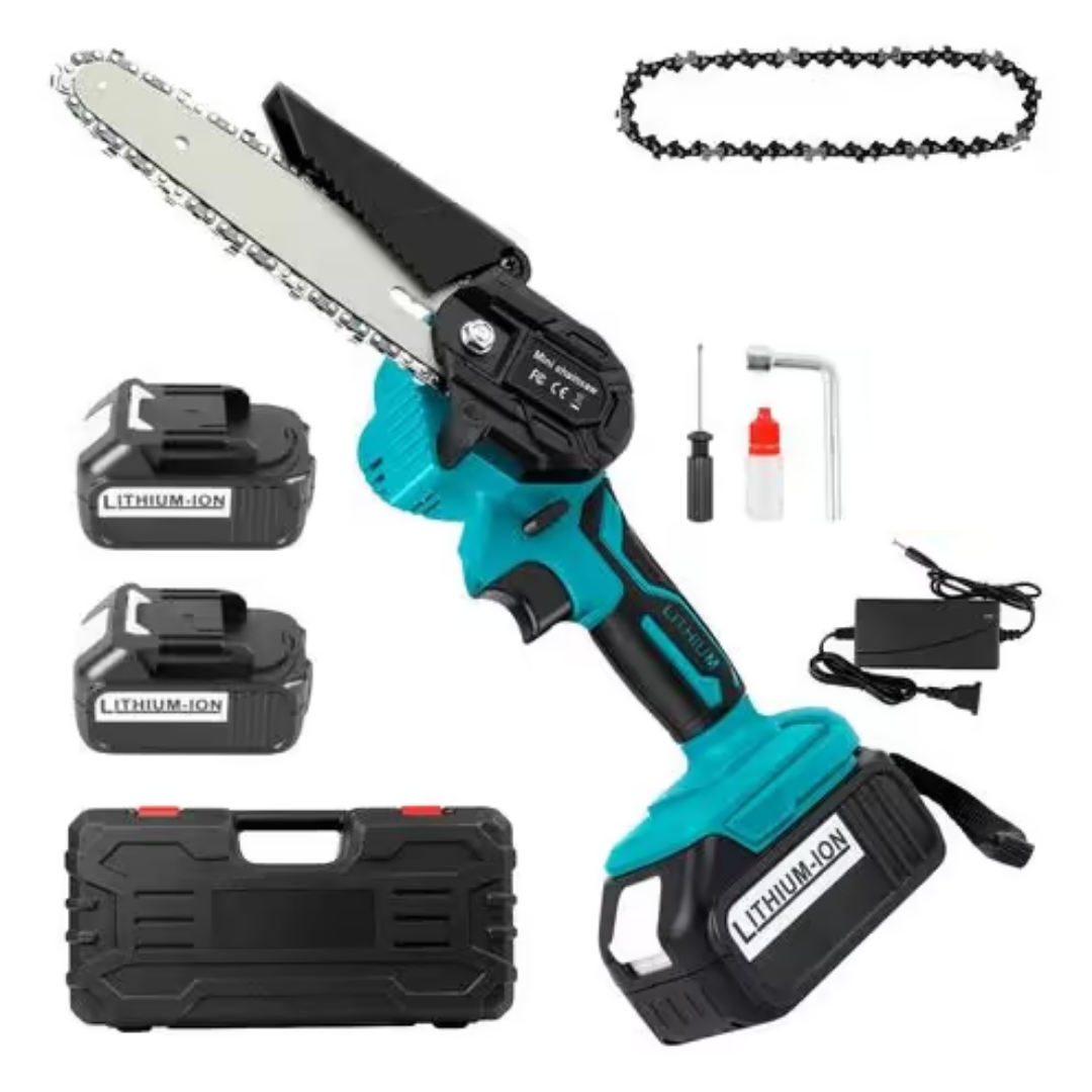 Mini Motosierra Portátil Profesional + 2 Baterías Recargables + Maletín con Accesorios